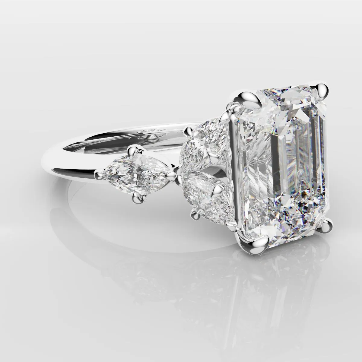 2 Carat Emerald Cut Diamond Ring With Marquise Details