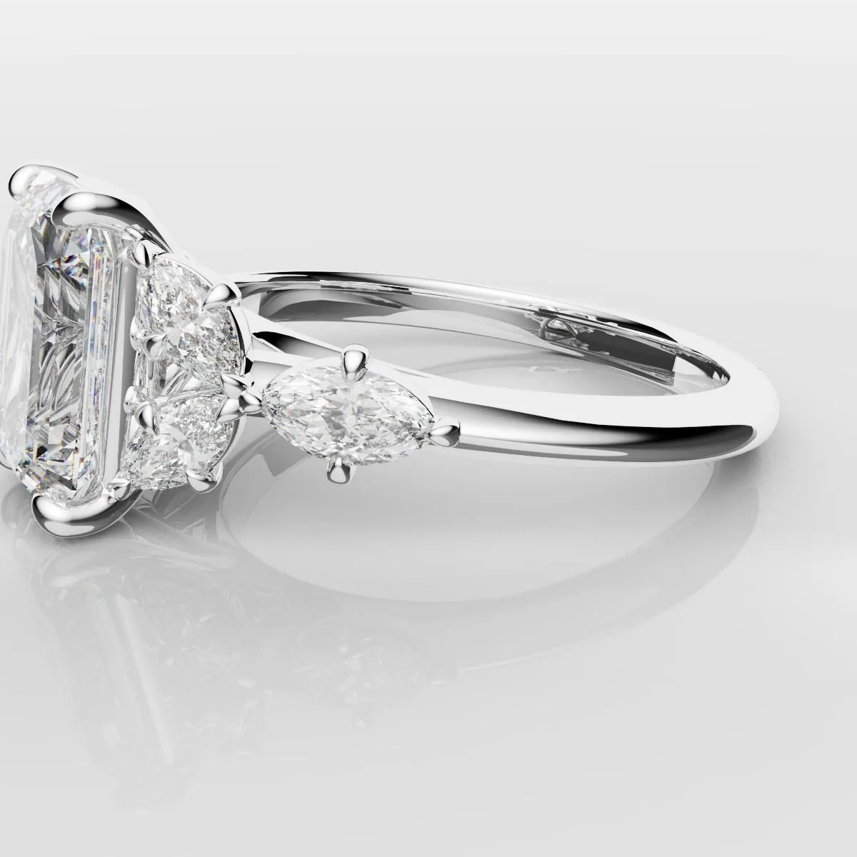 2 Carat Emerald Cut Diamond Ring With Marquise Details