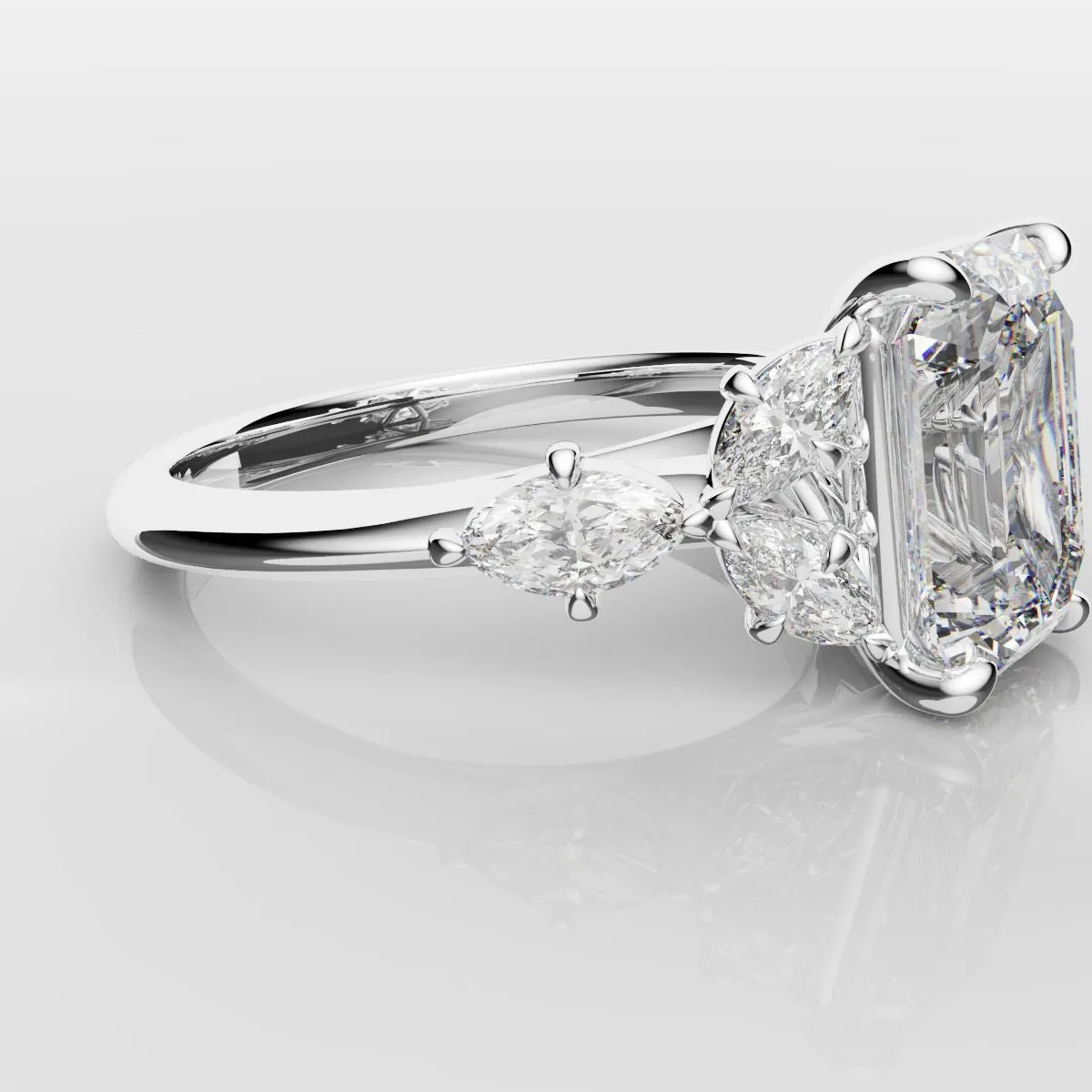 2 Carat Emerald Cut Diamond Ring With Marquise Details