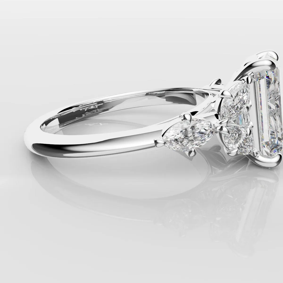 2 Carat Emerald Cut Diamond Ring With Marquise Details