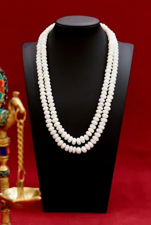 2 Layered White Opal Bead Necklace (D1076)