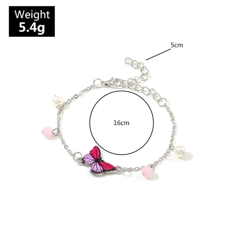 22 cm. Rose Gold Chain Link Romantic Bracelet for Women and Girls - Red Enamel Rose Jewelry - Valentine For Lovers