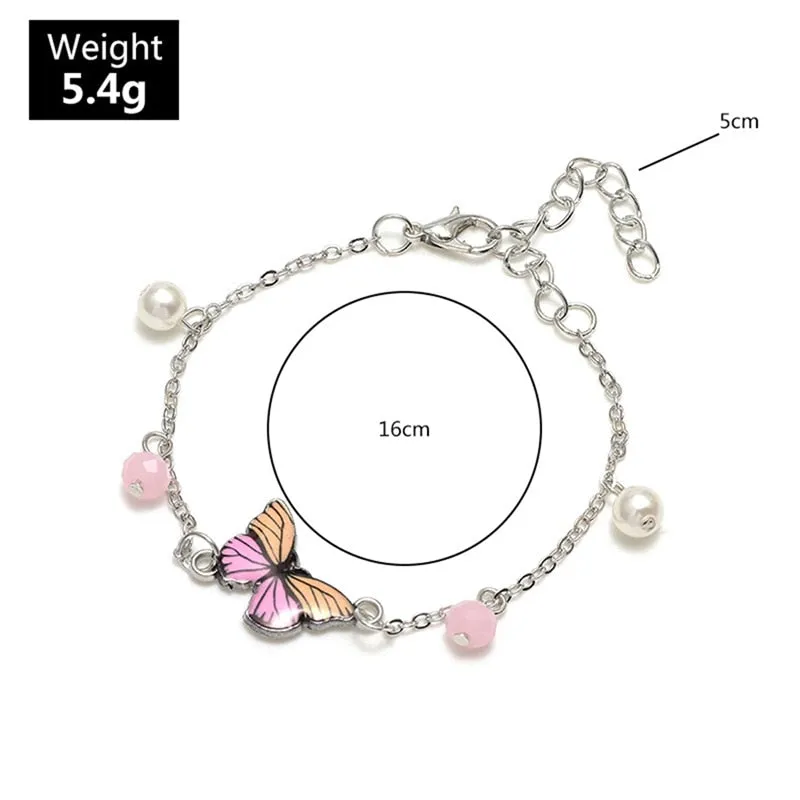 22 cm. Rose Gold Chain Link Romantic Bracelet for Women and Girls - Red Enamel Rose Jewelry - Valentine For Lovers