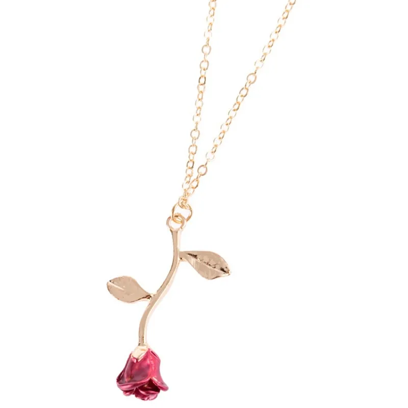 22 cm. Rose Gold Chain Link Romantic Bracelet for Women and Girls - Red Enamel Rose Jewelry - Valentine For Lovers