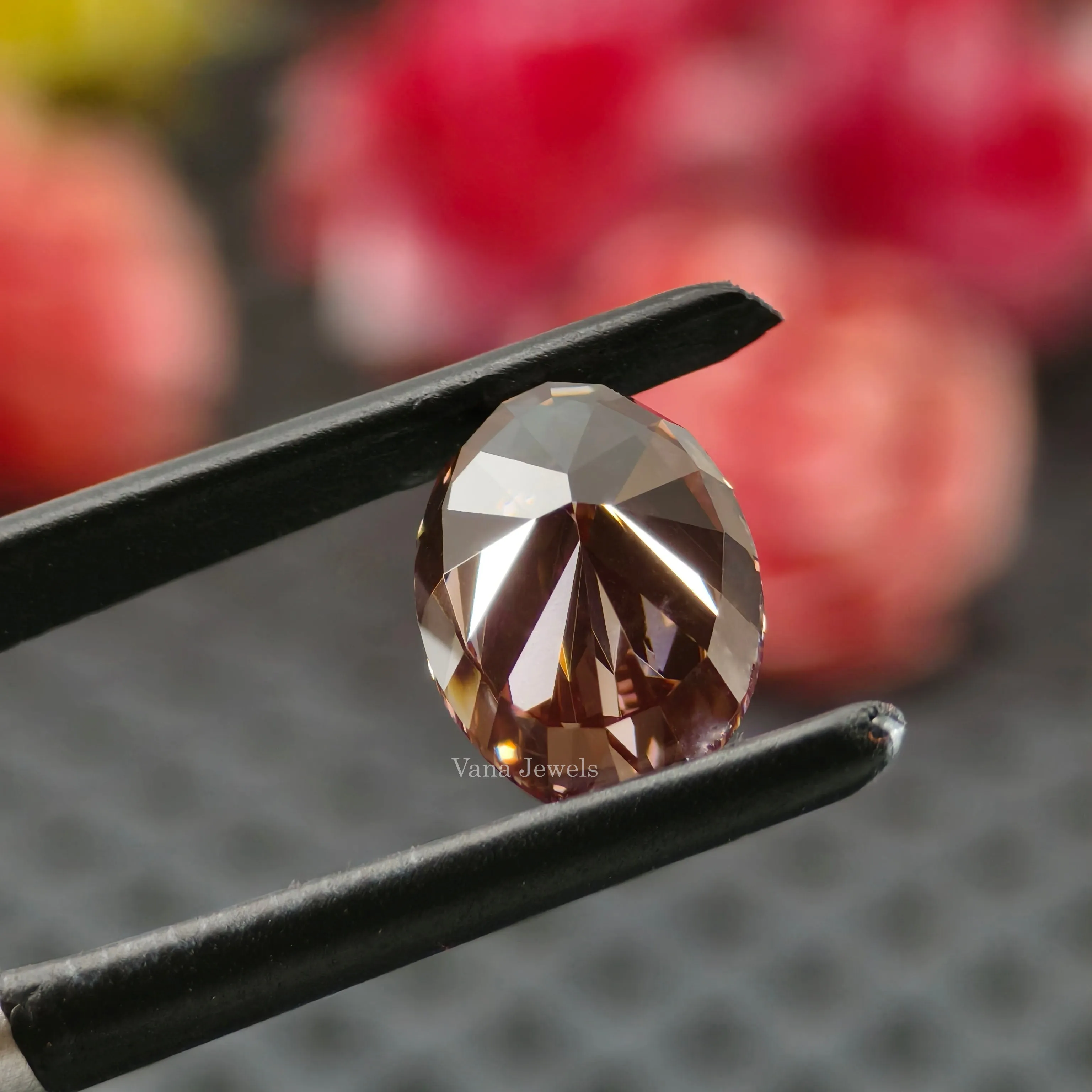 3.82 CT Brownish Pink Oval Cut Lab Grown Diamond for Engagement Ring or Pendant.