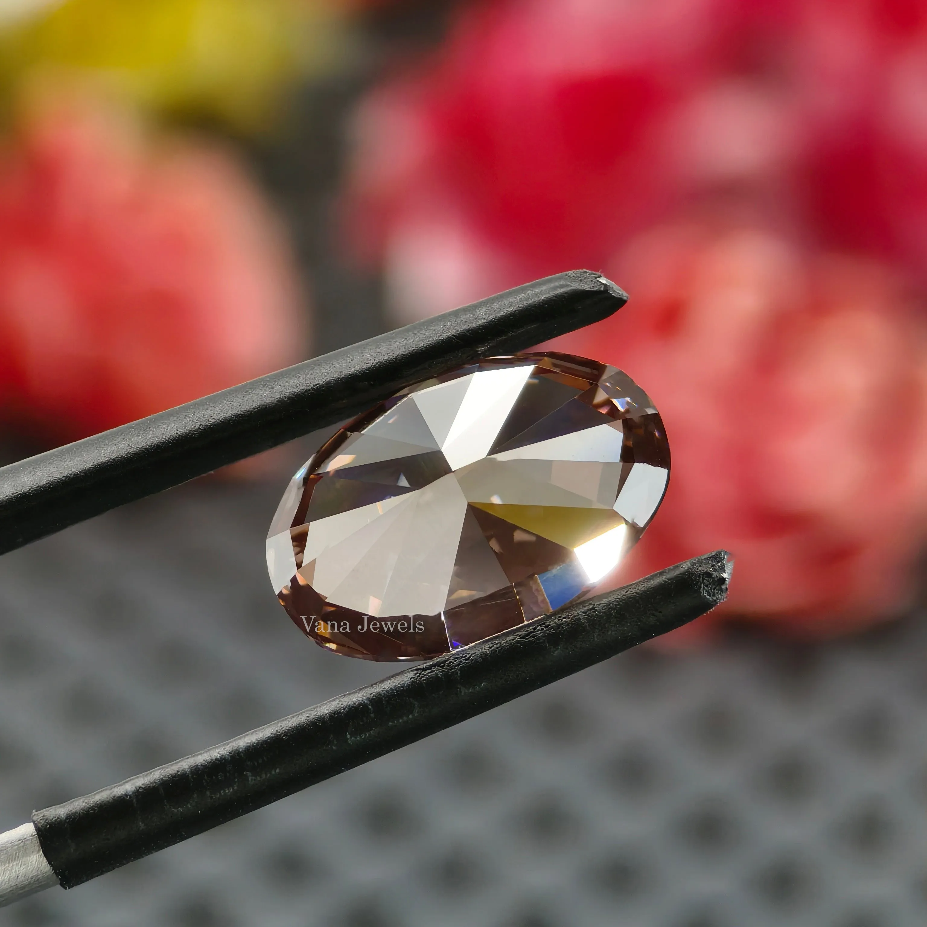 3.82 CT Brownish Pink Oval Cut Lab Grown Diamond for Engagement Ring or Pendant.