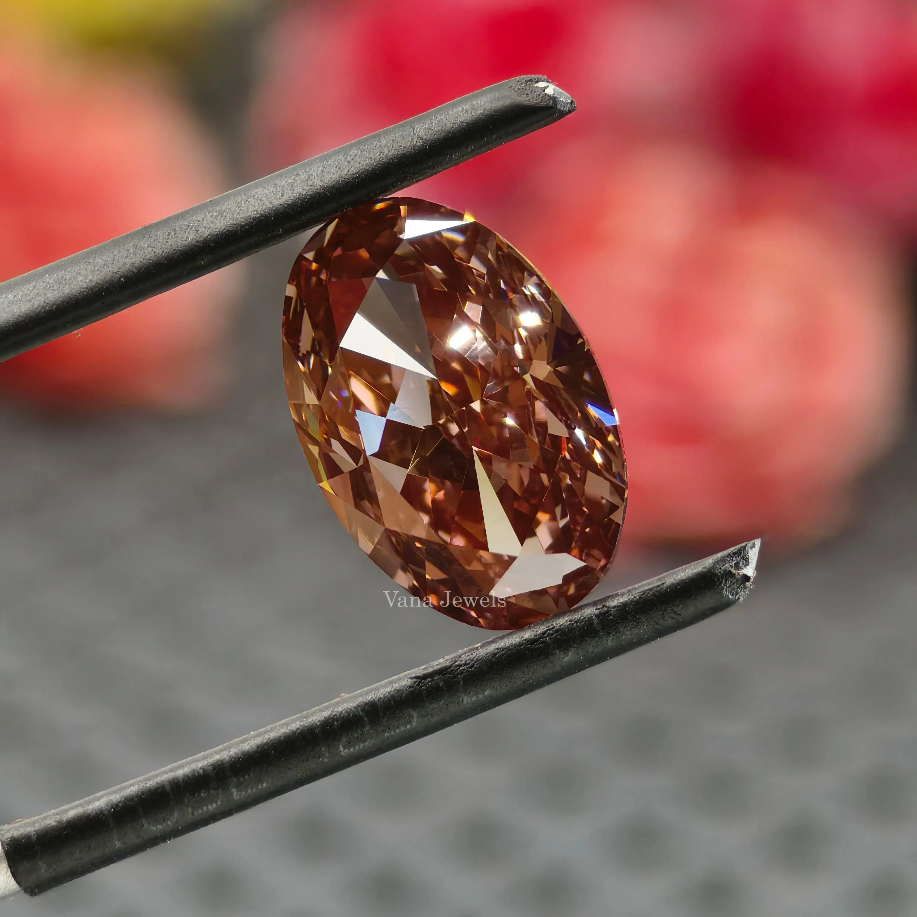 3.82 CT Brownish Pink Oval Cut Lab Grown Diamond for Engagement Ring or Pendant.
