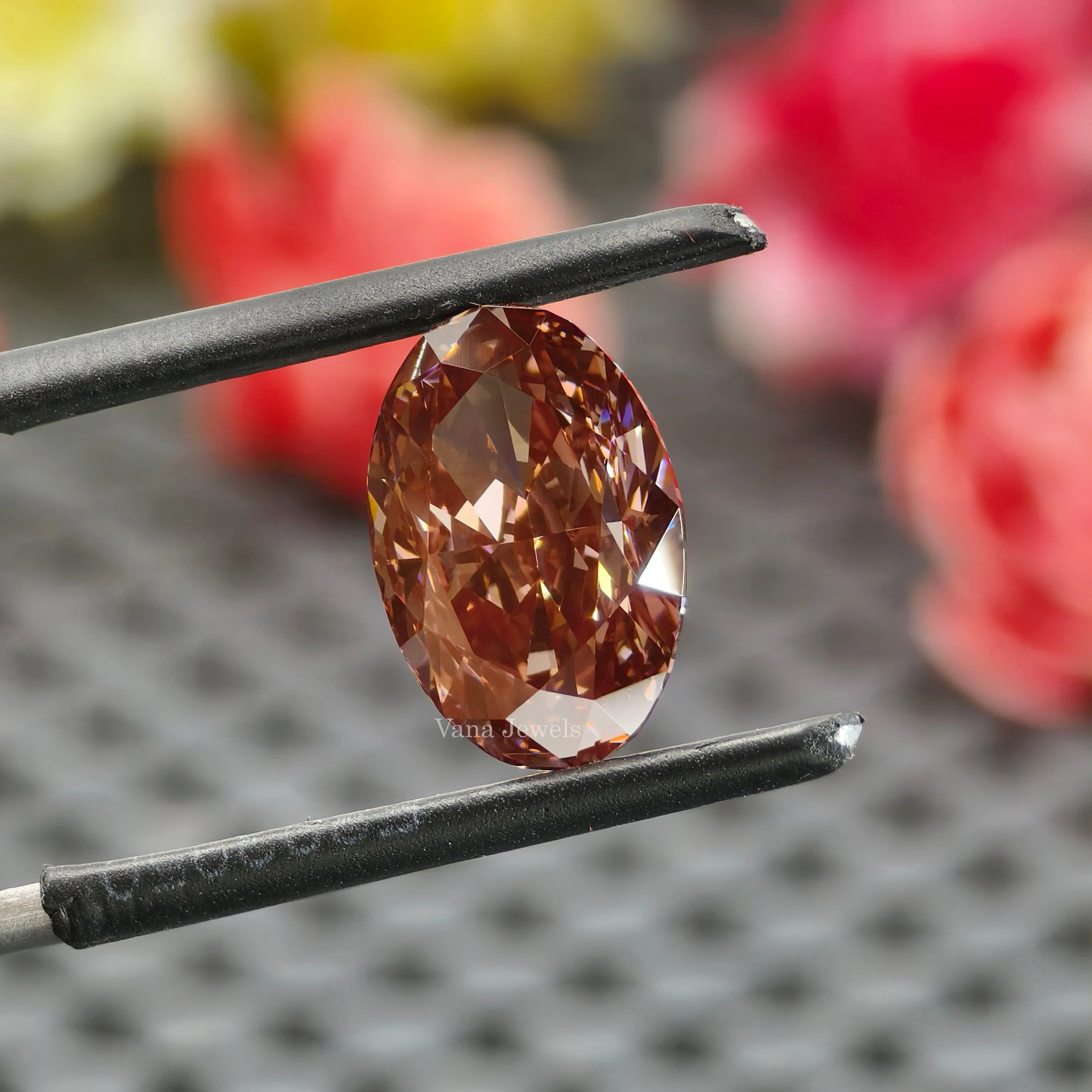 3.82 CT Brownish Pink Oval Cut Lab Grown Diamond for Engagement Ring or Pendant.