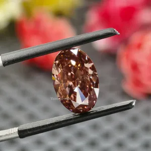 3.82 CT Brownish Pink Oval Cut Lab Grown Diamond for Engagement Ring or Pendant.