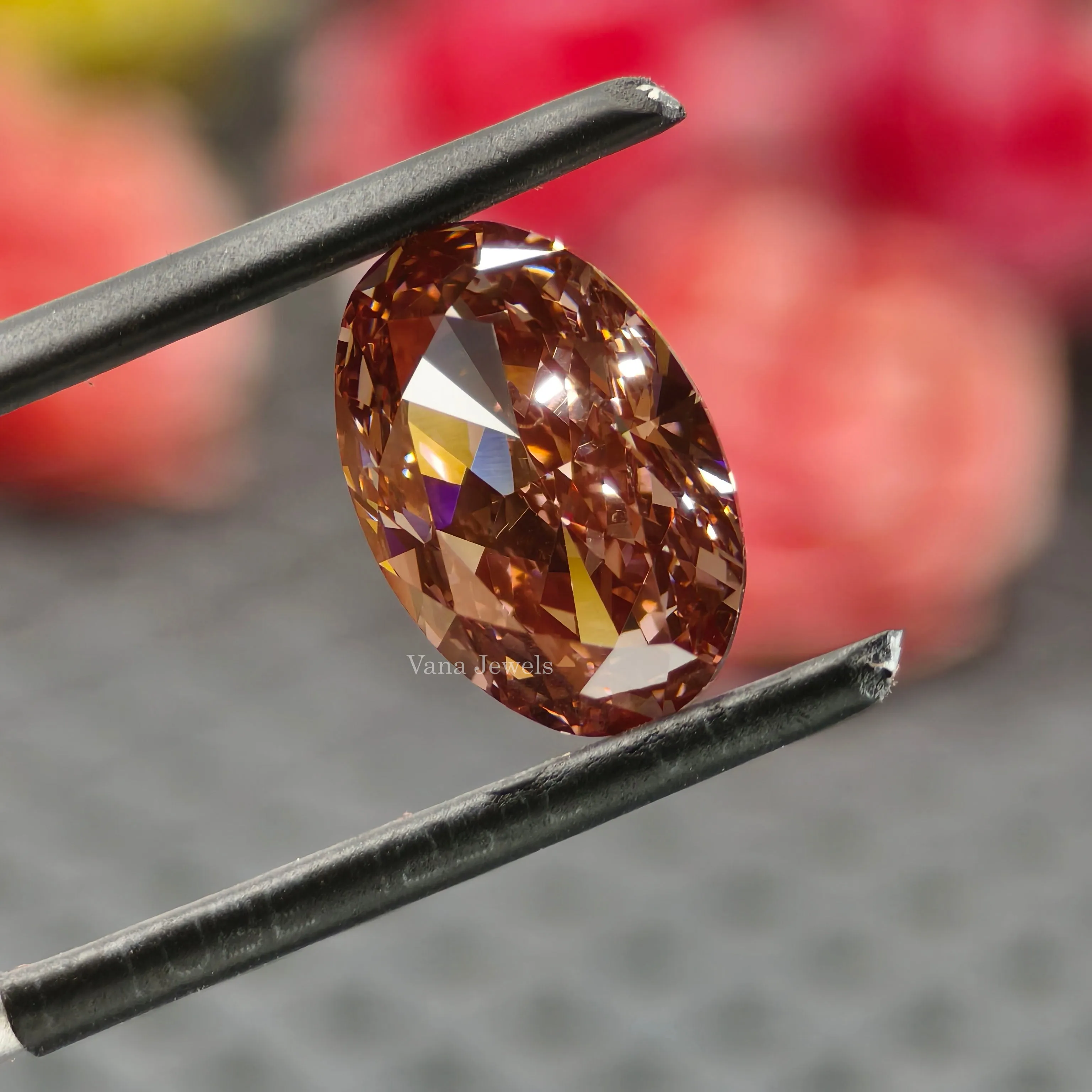 3.82 CT Brownish Pink Oval Cut Lab Grown Diamond for Engagement Ring or Pendant.