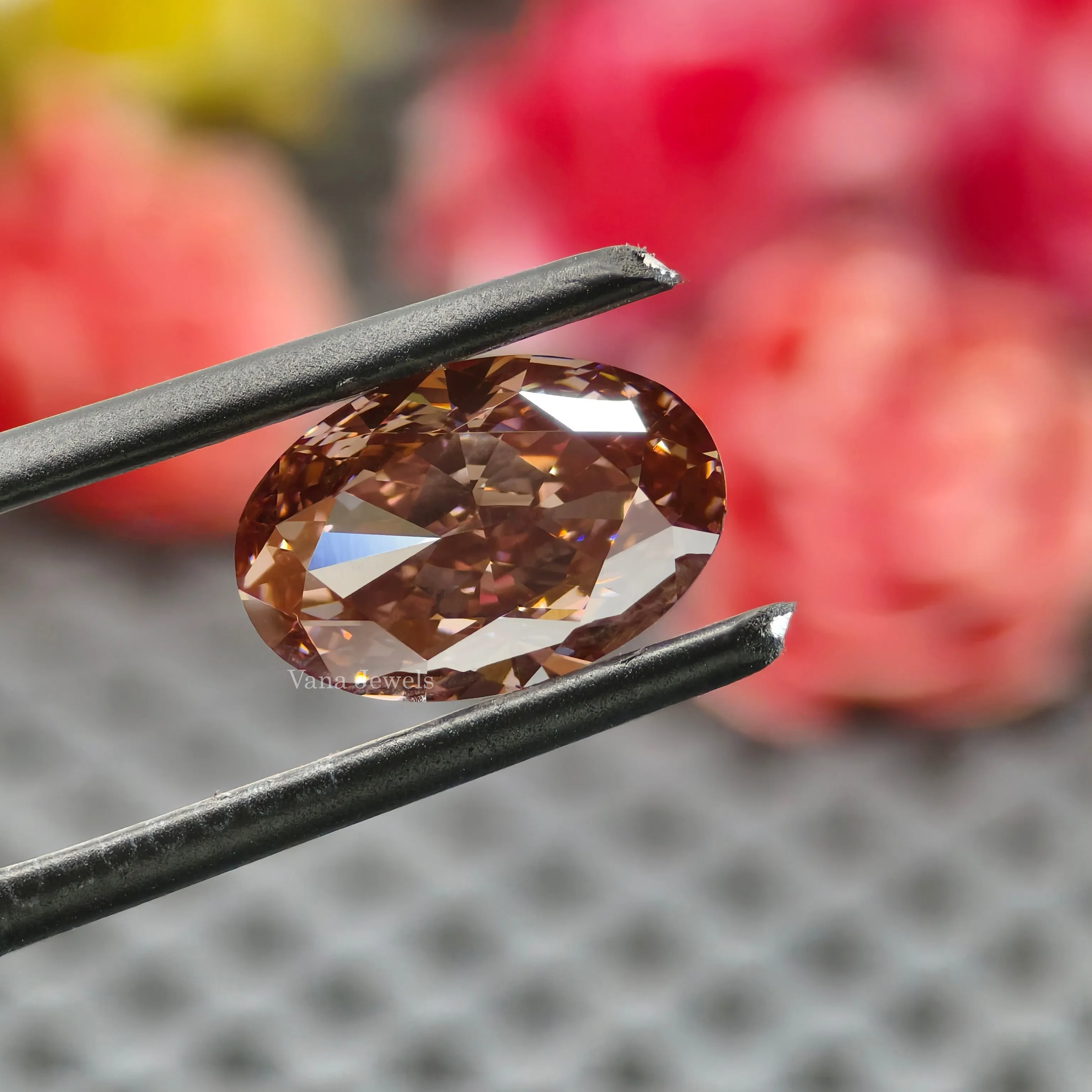 3.82 CT Brownish Pink Oval Cut Lab Grown Diamond for Engagement Ring or Pendant.