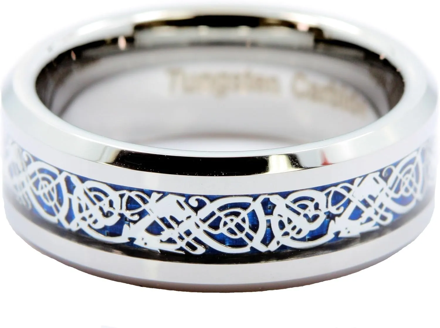 6 or 8mm Celtic Dragon Ring Various Design Colors and Plating Tungsten Carbide COMFORT FIT Wedding Band