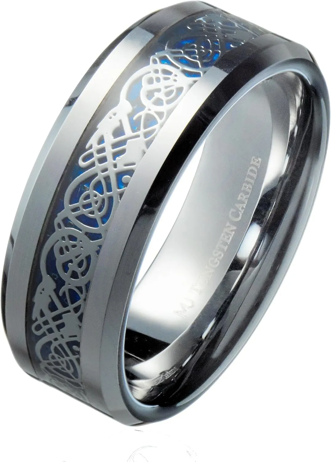 6 or 8mm Celtic Dragon Ring Various Design Colors and Plating Tungsten Carbide COMFORT FIT Wedding Band