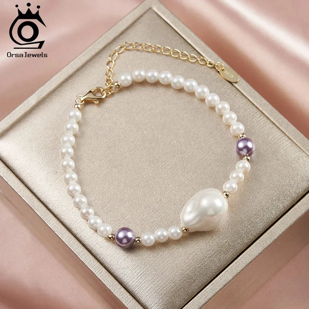 925 Sterling Silver Vintage Minimalist Irregular Pearl Chain Bracelet Charm Beads Bracelet