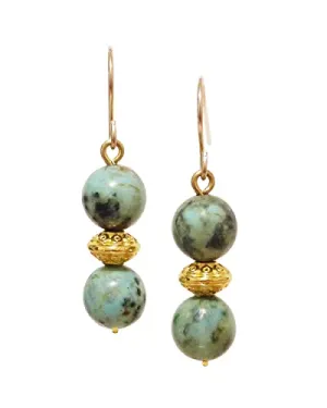 African Turquoise Gold-Filled Earrings