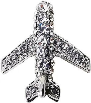 Airplane Rhinestone Brooches Pin Charm Flight Attendant Uniform Fashion Jewelry Gift (silver airplane-1.8"x1.5")
