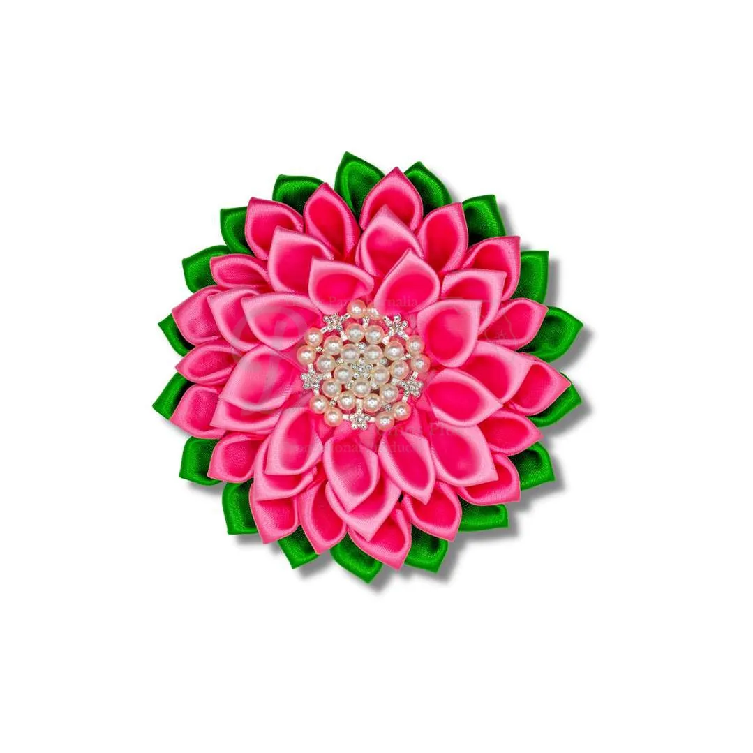 Alpha Kappa Alpha AKA Silk Flower Brooch