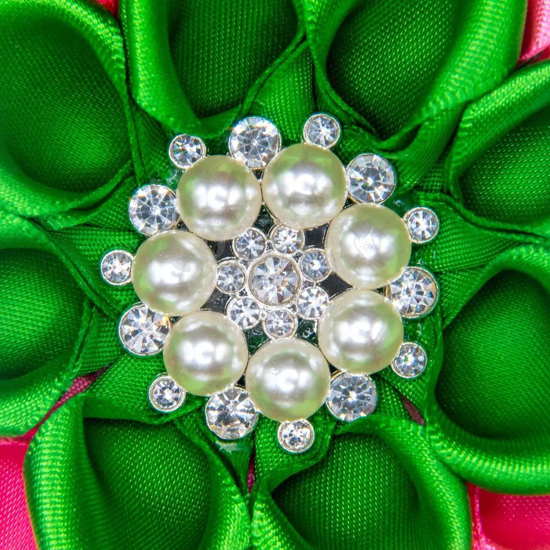 Alpha Kappa Alpha AKA Silk Flower Brooch