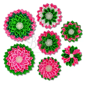 Alpha Kappa Alpha AKA Silk Flower Brooch