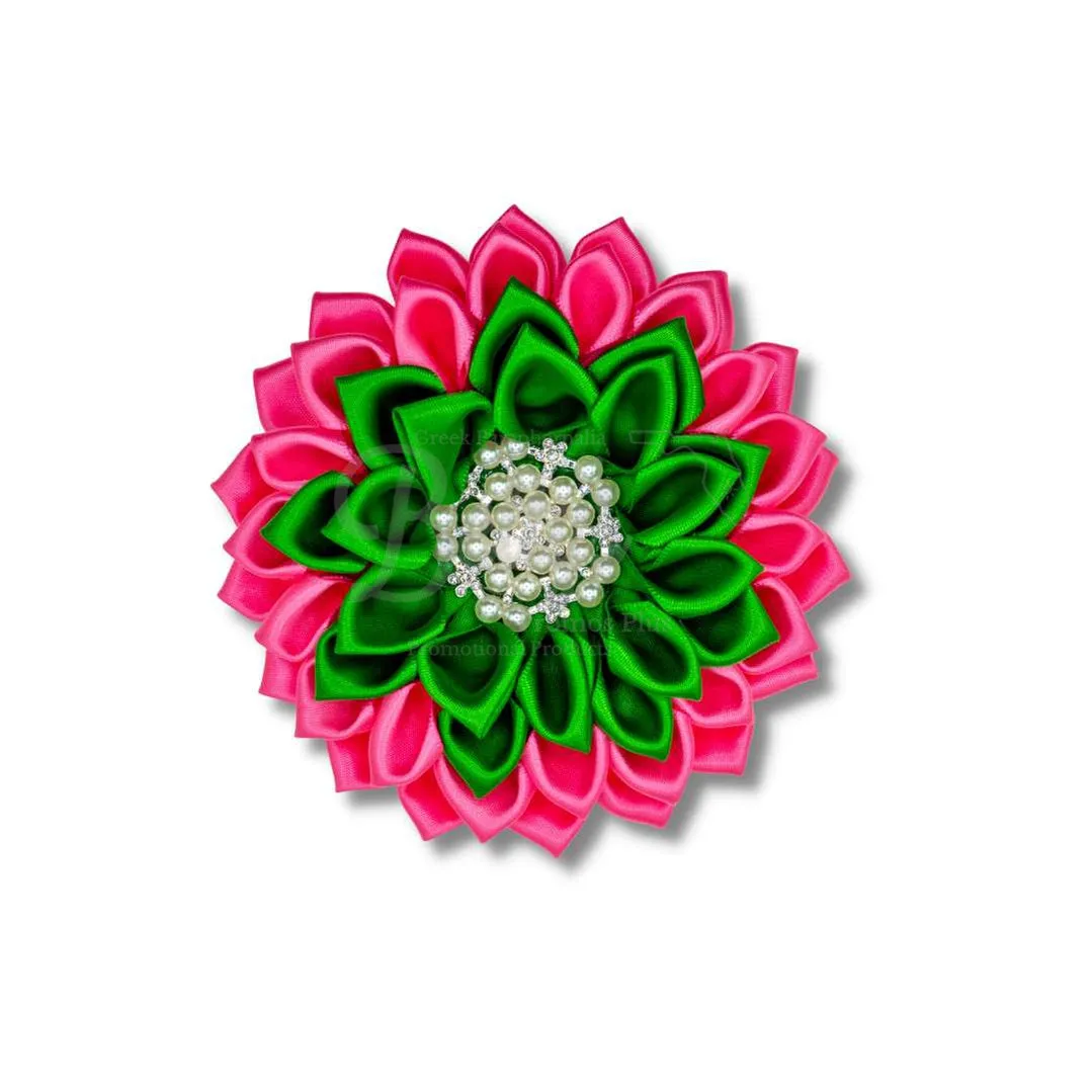 Alpha Kappa Alpha AKA Silk Flower Brooch