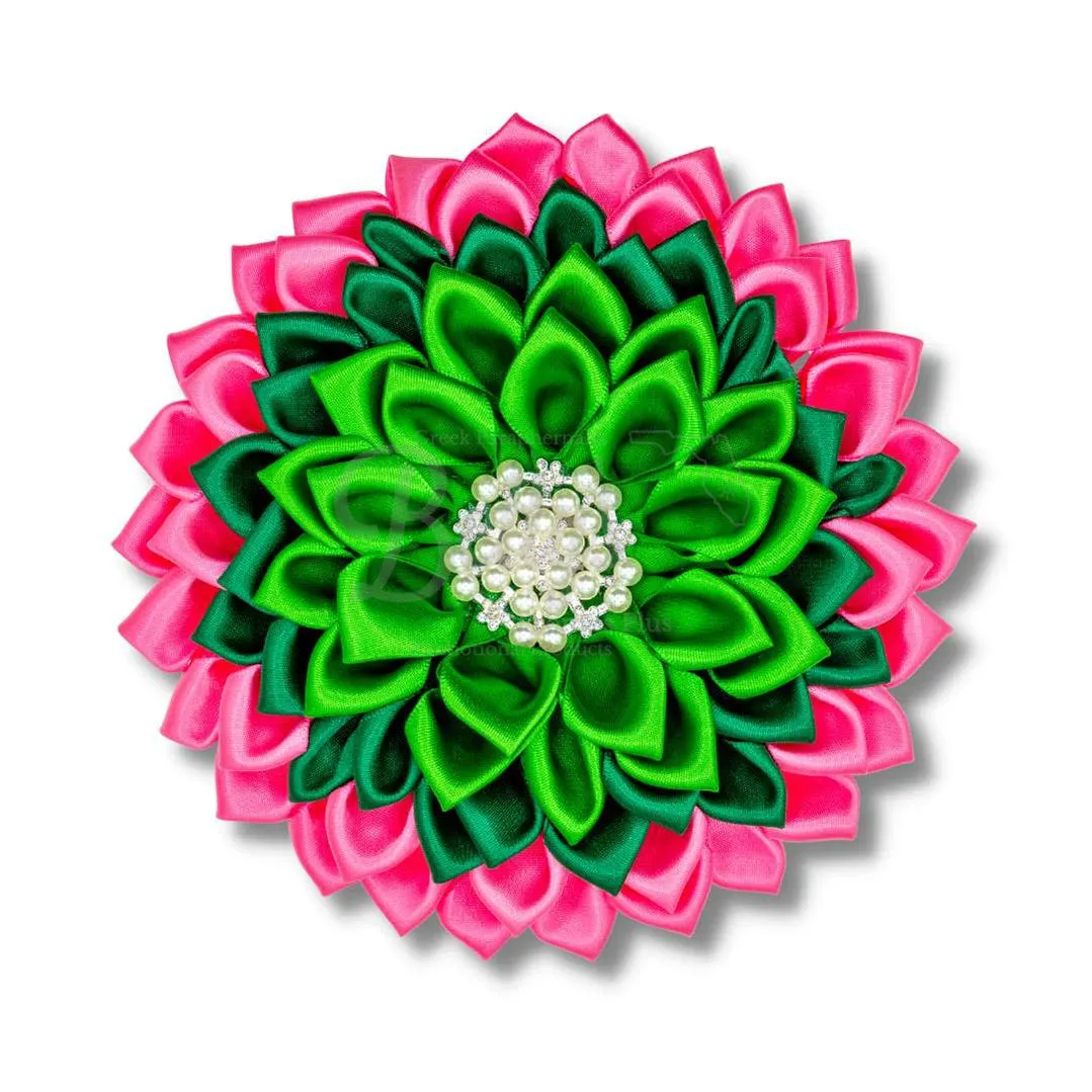 Alpha Kappa Alpha AKA Silk Flower Brooch