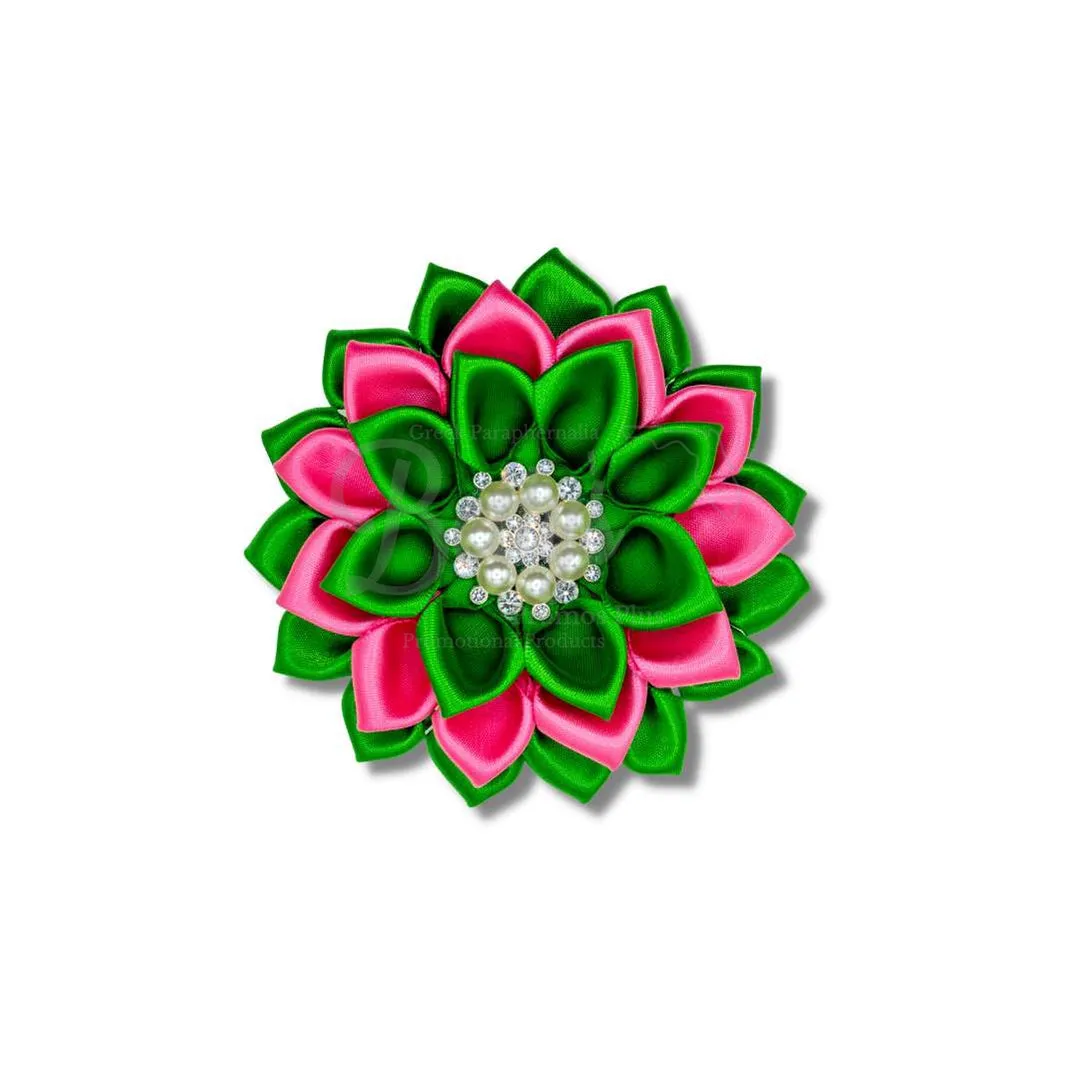 Alpha Kappa Alpha AKA Silk Flower Brooch