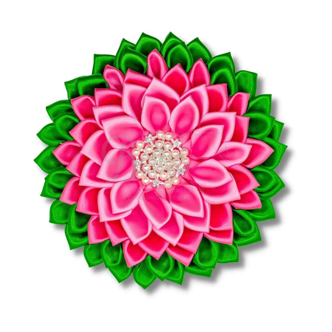 Alpha Kappa Alpha AKA Silk Flower Brooch