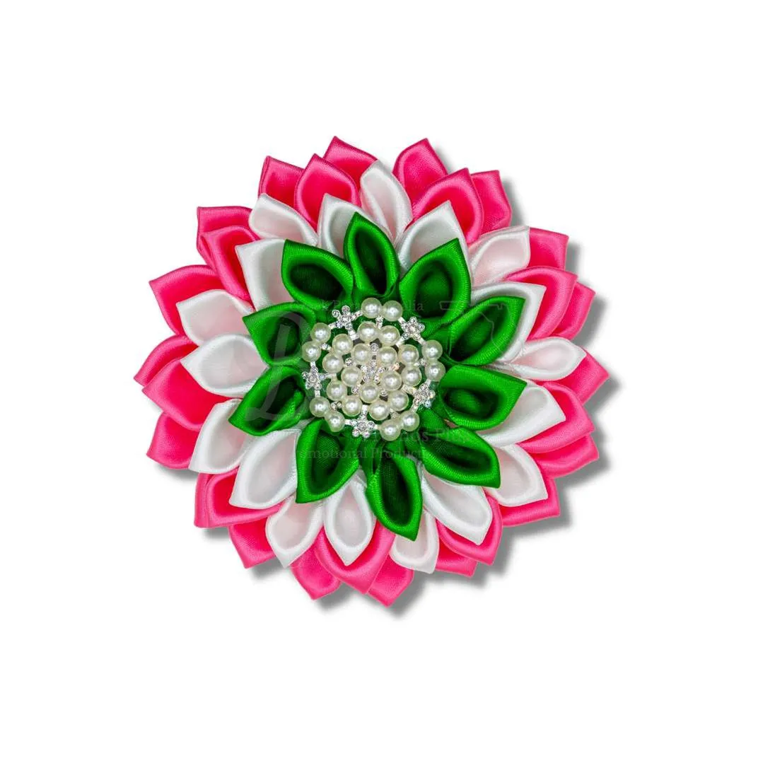 Alpha Kappa Alpha AKA Silk Flower Brooch