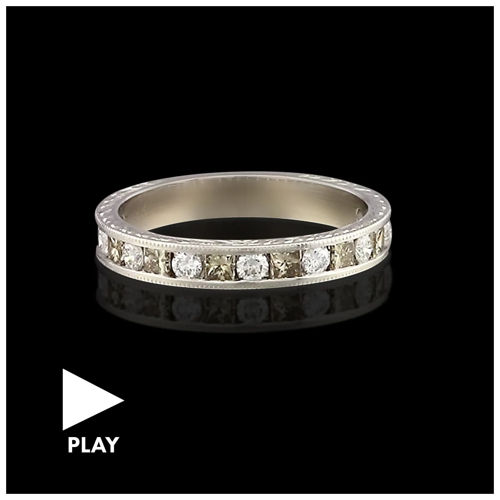 Alternating Brown & White Diamond Gold Band