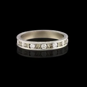 Alternating Brown & White Diamond Gold Band