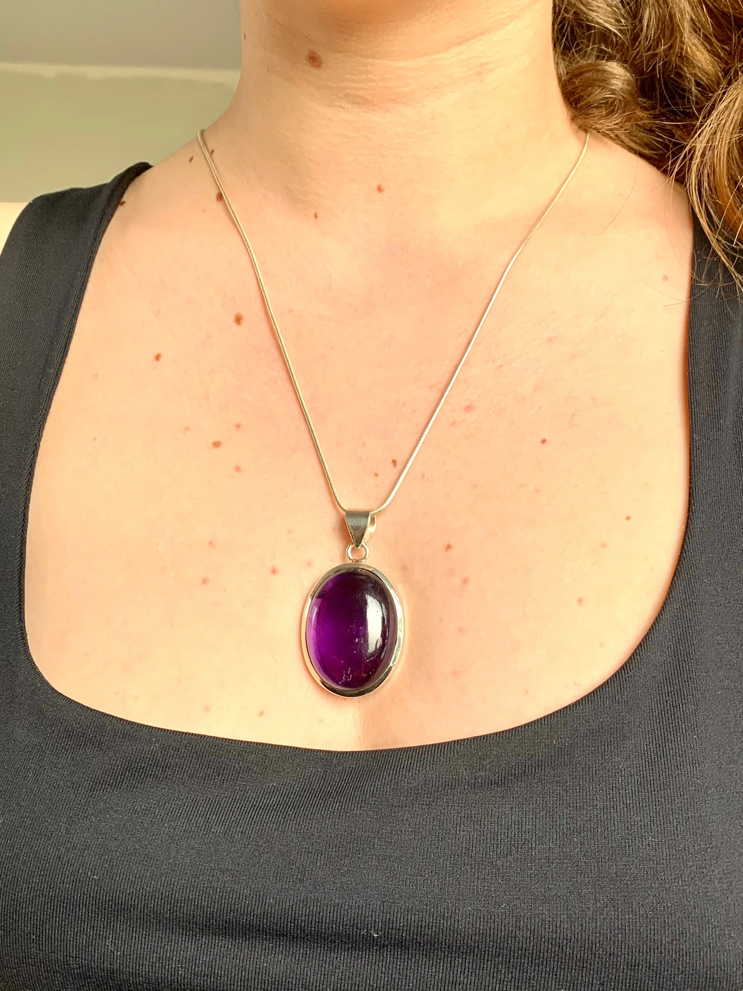 Amethyst Naevia Pendant - XLarge Oval