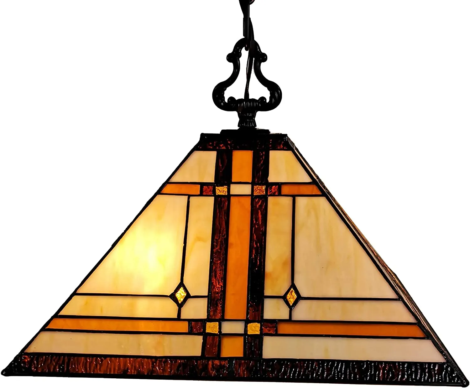 Amora Lighting AM1053HL14B Tiffany Style Mission 2-light Hanging Lamp 14" Wide