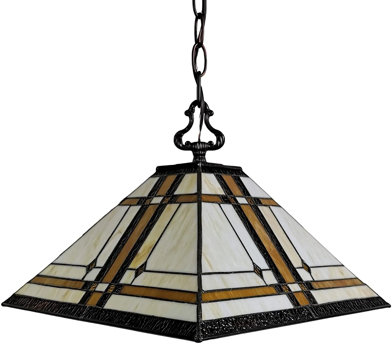 Amora Lighting AM1053HL14B Tiffany Style Mission 2-light Hanging Lamp 14" Wide