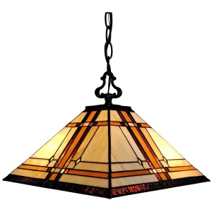 Amora Lighting AM1053HL14B Tiffany Style Mission 2-light Hanging Lamp 14" Wide