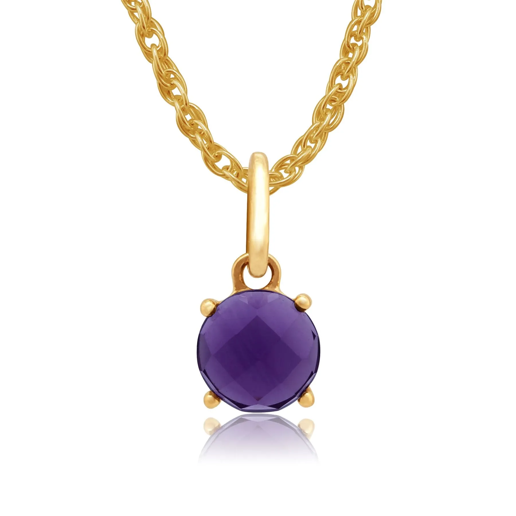 Amour Damier 9ct Gelbgold 0.90ct Klaue Satz Damebrett Amethyst Anhänger on 45cm Kette von Gemondo