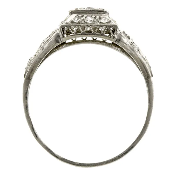 Art Deco Filigree Engagement Ring TRB 0.23ct