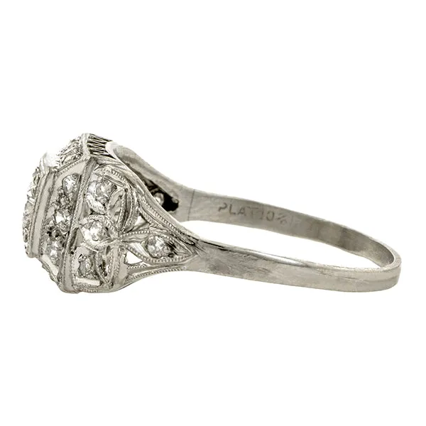 Art Deco Filigree Engagement Ring TRB 0.23ct