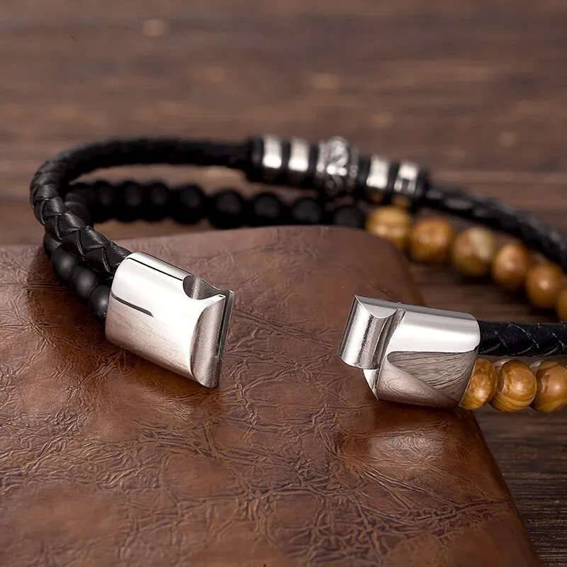 Beads Bracelet Men's Stainless Steel Fashion Handmade Jewelry