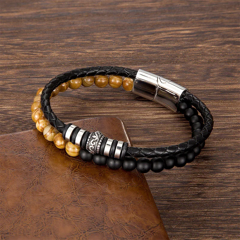 Beads Bracelet Men's Stainless Steel Fashion Handmade Jewelry
