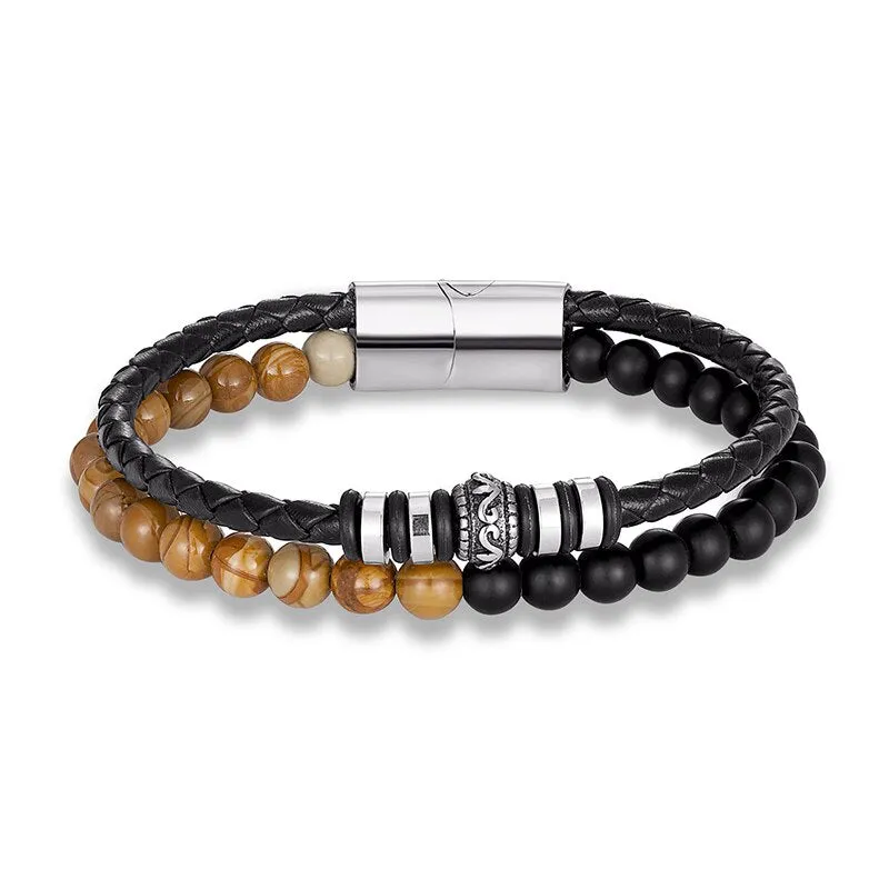 Beads Bracelet Men's Stainless Steel Fashion Handmade Jewelry