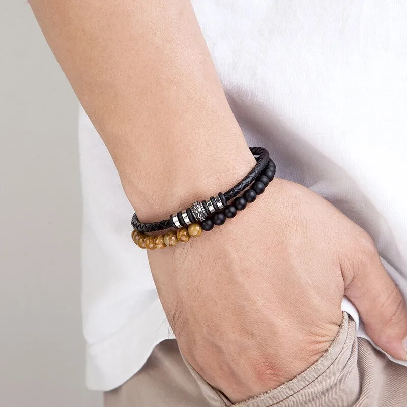 Beads Bracelet Men's Stainless Steel Fashion Handmade Jewelry