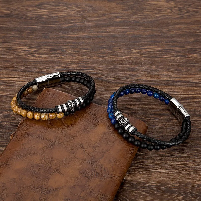 Beads Bracelet Men's Stainless Steel Fashion Handmade Jewelry