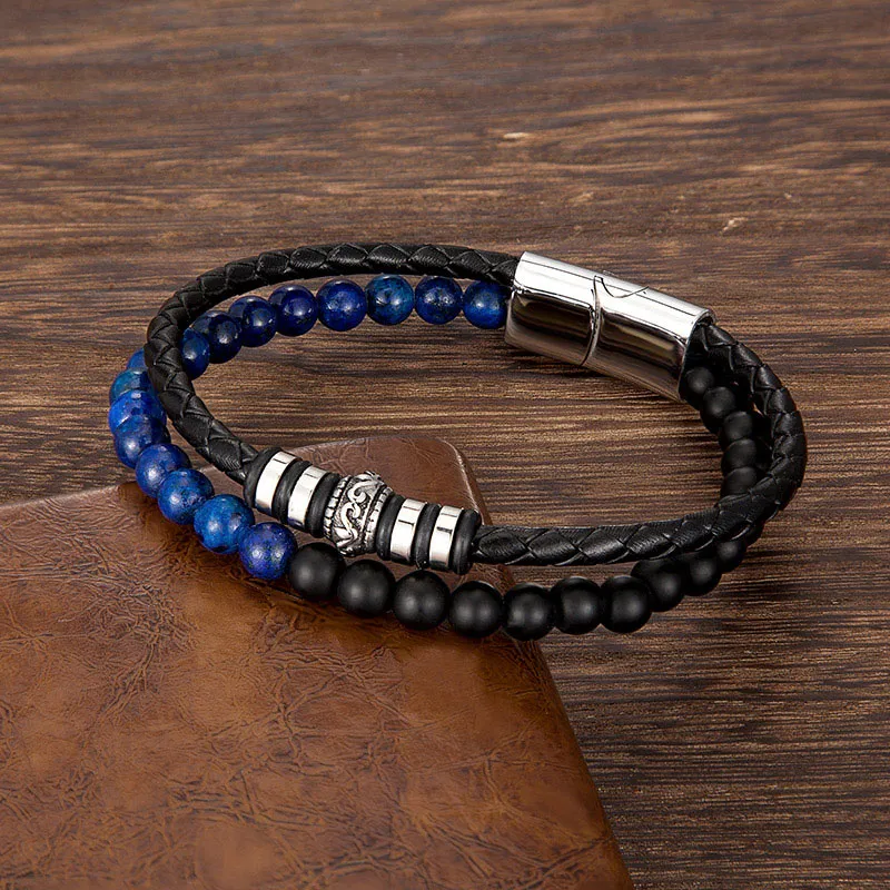 Beads Bracelet Men's Stainless Steel Fashion Handmade Jewelry