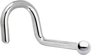 Body Candy Solid Platinum 1.5mm Ball Right Nose Stud Screw Ring 18 Gauge 1/4"