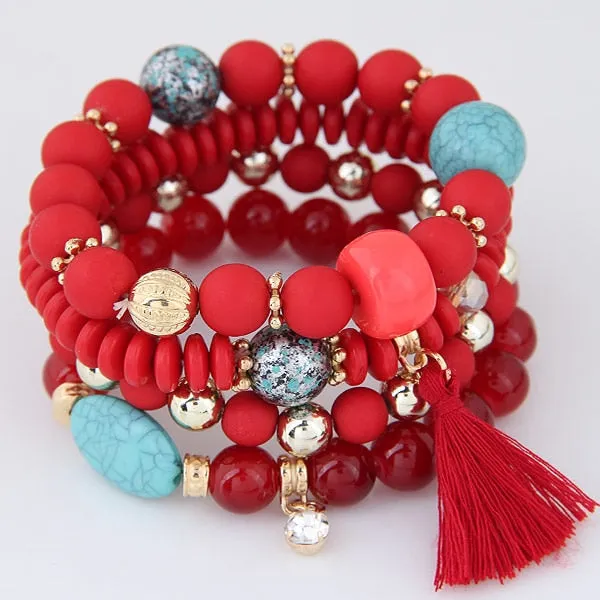 Bohemian Charm Beads Wrap Bracelets & Bangles for Women Boho Flower Leaf Tassel Bracelet Multilayer Bracelet Femme 2020 New
