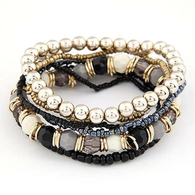 Bohemian Charm Beads Wrap Bracelets & Bangles for Women Boho Flower Leaf Tassel Bracelet Multilayer Bracelet Femme 2020 New
