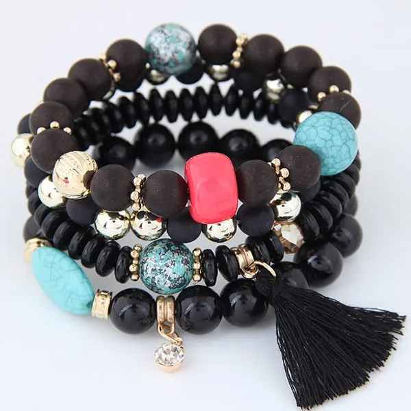 Bohemian Charm Beads Wrap Bracelets & Bangles for Women Boho Flower Leaf Tassel Bracelet Multilayer Bracelet Femme 2020 New