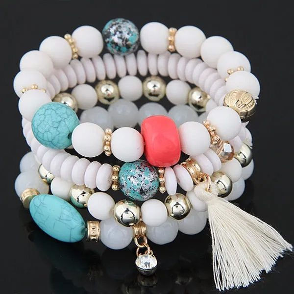 Bohemian Charm Beads Wrap Bracelets & Bangles for Women Boho Flower Leaf Tassel Bracelet Multilayer Bracelet Femme 2020 New