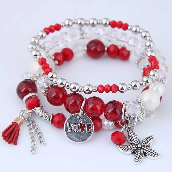Bohemian Charm Beads Wrap Bracelets & Bangles for Women Boho Flower Leaf Tassel Bracelet Multilayer Bracelet Femme 2020 New