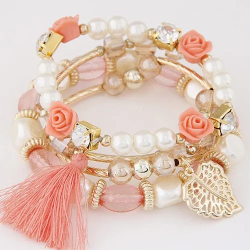 Bohemian Charm Beads Wrap Bracelets & Bangles for Women Boho Flower Leaf Tassel Bracelet Multilayer Bracelet Femme 2020 New